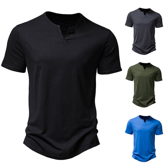 Men's Venice Notched Collar Short-sleeved T-shirt Men Plus Size