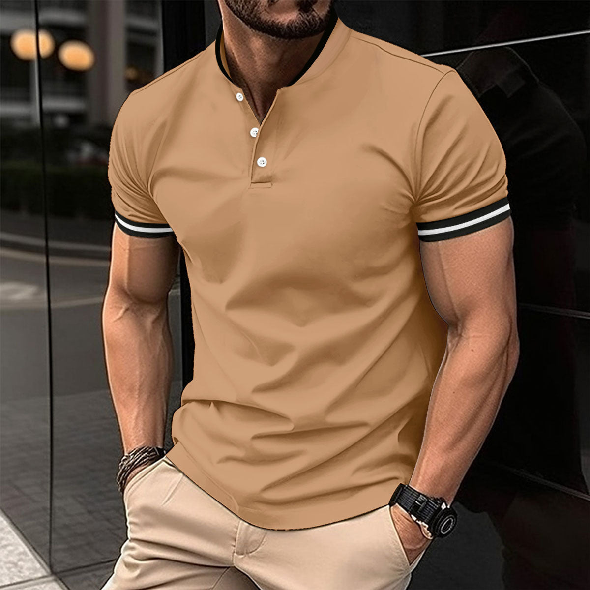 Men's Sports Button Pocket Short Sleeved