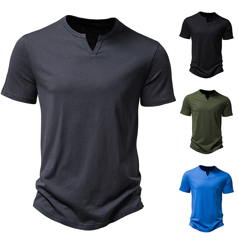 Men's Venice Notched Collar Short-sleeved T-shirt Men Plus Size